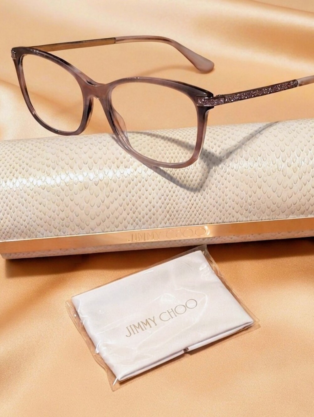 Authentic Jimmy Choo JC3006U Purple Gradient Glitter Eyeglasses Frames Case